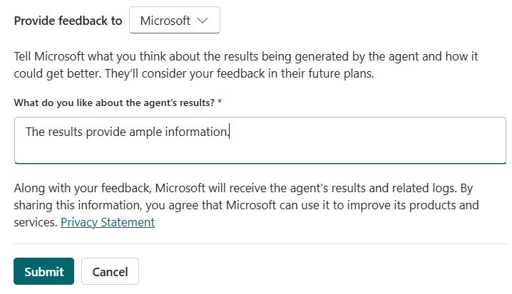 Product feedback option