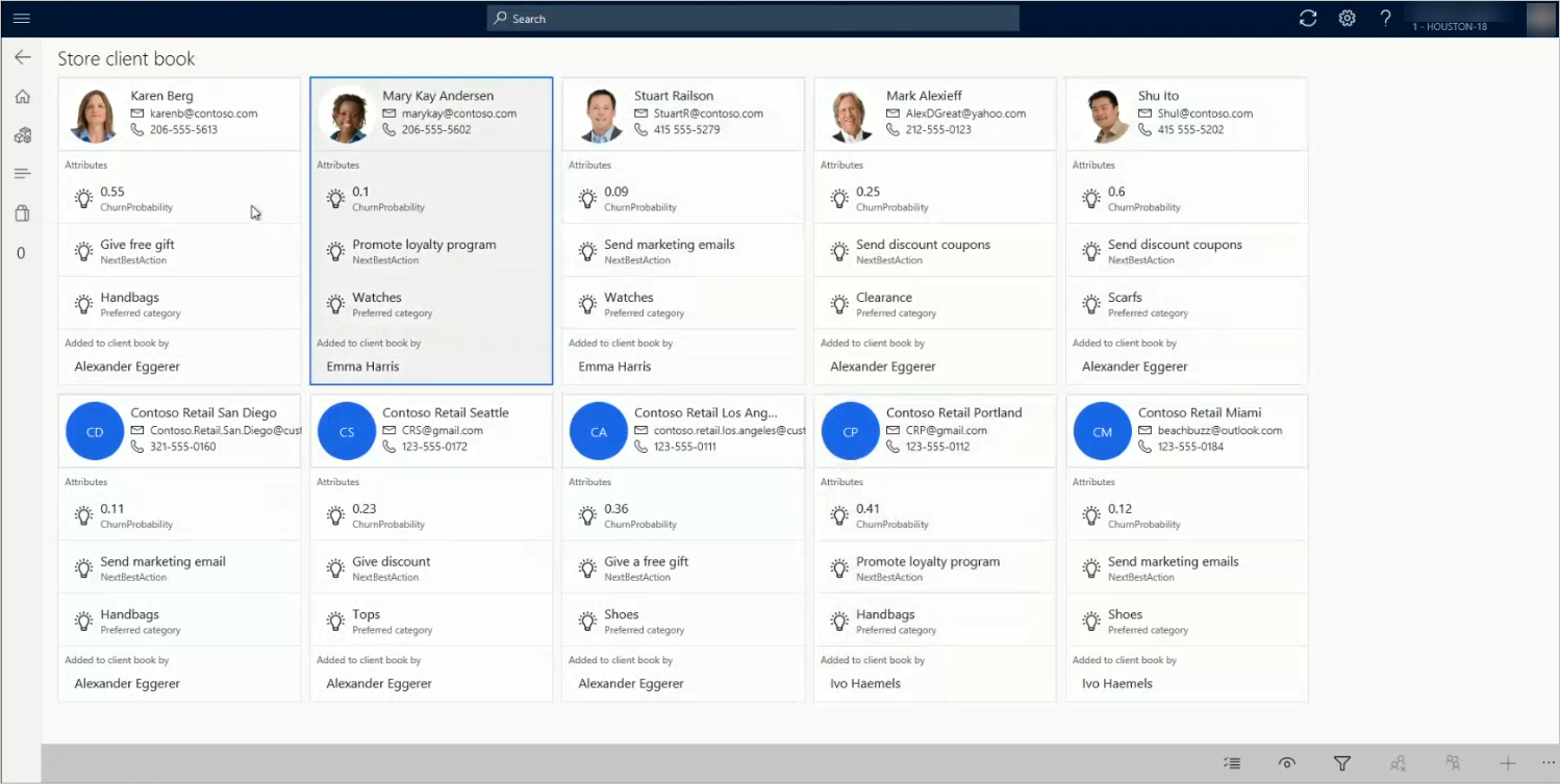 Screenshot of an example client book in the point of sale.