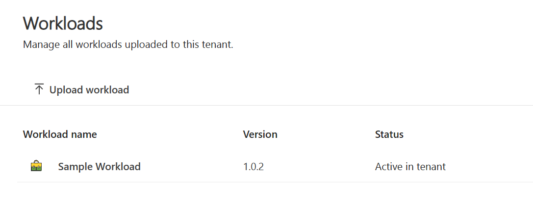 Skærmbillede, der viser den aktive version af arbejdsbyrden.