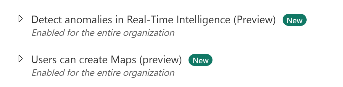 Skærmbillede af aktivering af eksempelelementerne på administrationsportalen.