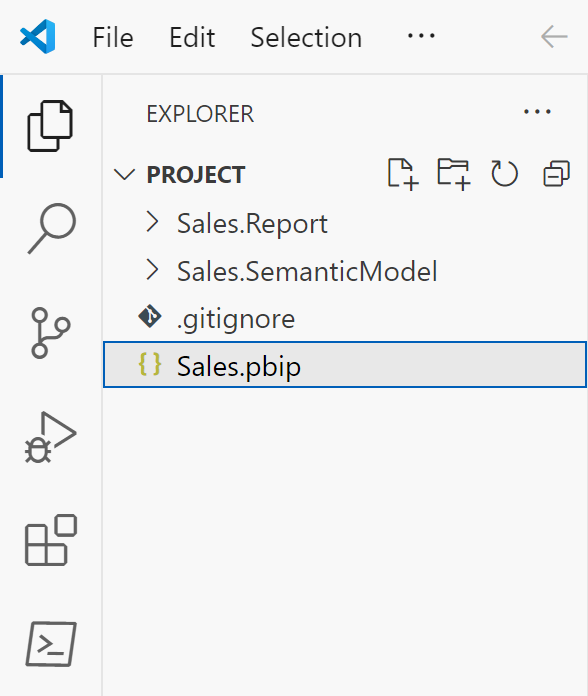 Billede, der viser den åbne mappe i VS Code.
