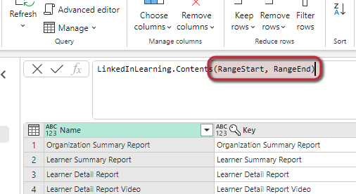 Skærmbillede af, hvor parametrene er indstillet i kildefunktionen.