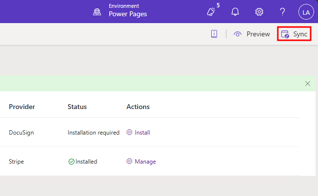Screenshot of the Sync button in the design studio.