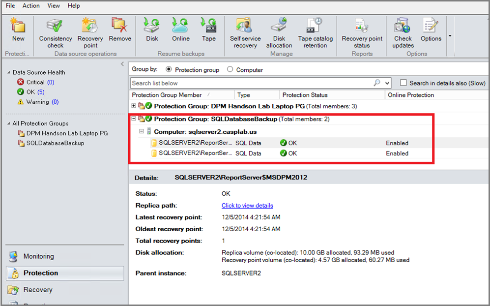 Der Screenshot zeigt die Mitglieder der Schutzgruppe.