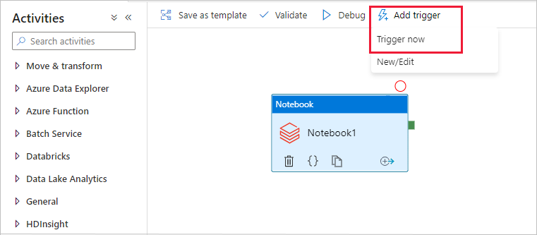 Screenshot: So wählen Sie den Befehl „Trigger now“ (Jetzt auslösen) aus.