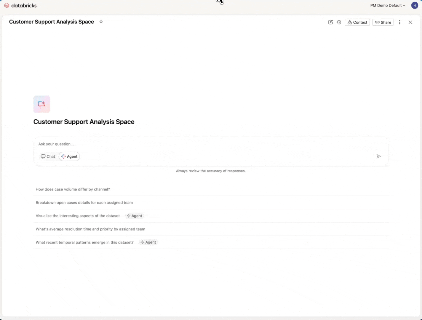 Agent-Modus im Genie Spaces-GIF.