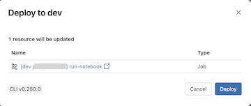 Bereitstellen im Entwicklungsdialogfeld