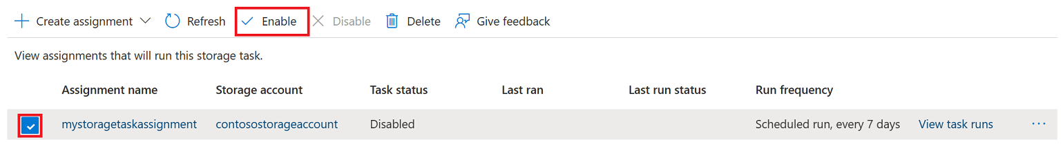 Screenshot: Schaltfläche „Aktivieren“ auf der Seite „Zuweisungen“