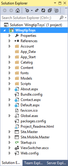Projekt erstellen – Projektmappen-Explorer