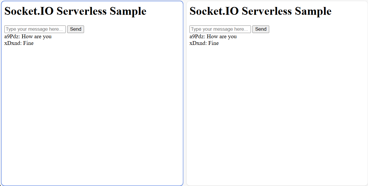 Screenshot der serverlosen Chat-App.
