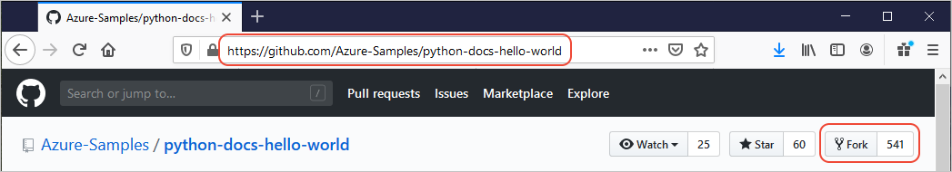 Verzweigen des Beispielrepositorys auf GitHub