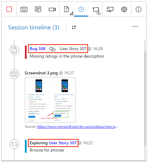 Screenshot des aktuellen Arbeitselements.