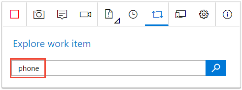 Screenshot der Suche nach einem Arbeitselement.
