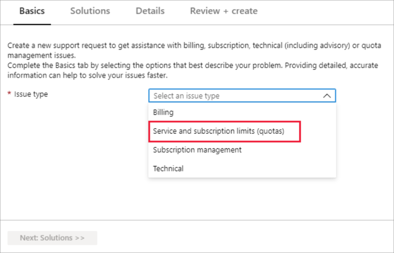 Auswählen eines Problemtyps