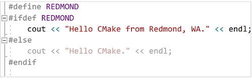 Screenshot mit inaktivem Code im Editor, der im Vergleich zum aktiven Code blass erscheint.
