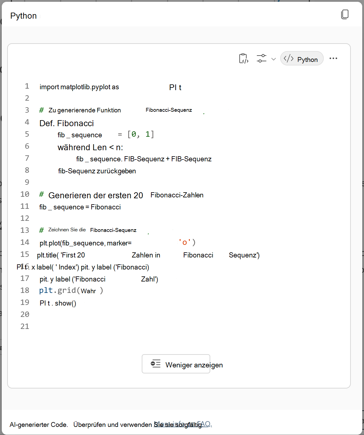 Screenshot: Python-Code zum Generieren des angeforderten Graphen
