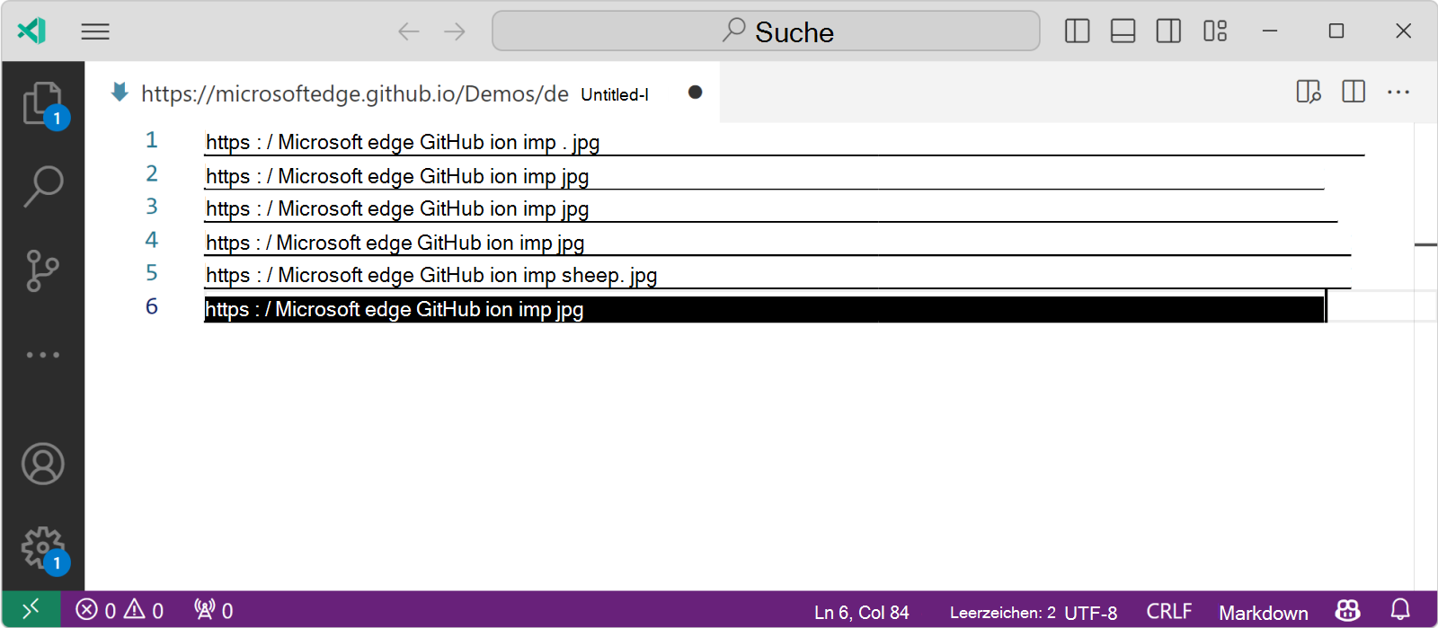 Die Liste der Bild-URLs in einem Text-Editor