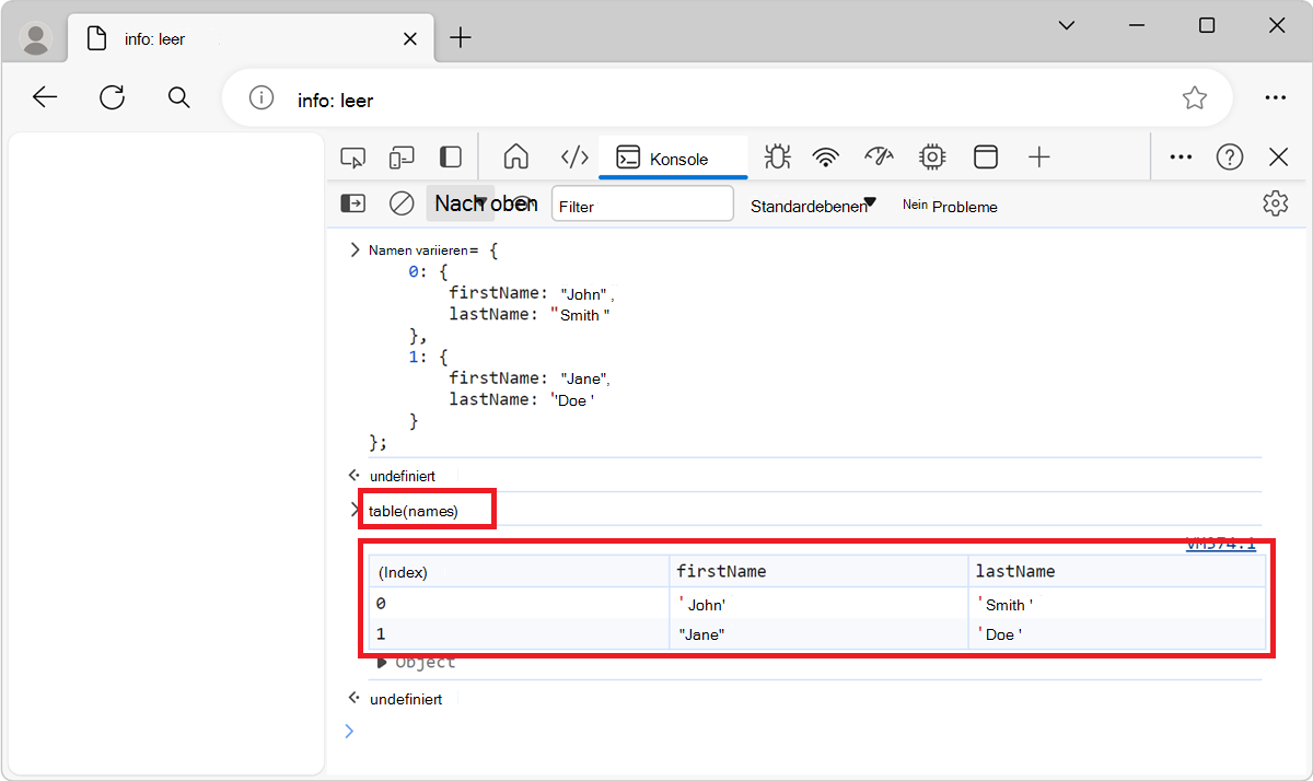 Das Ergebnis der table()-Funktion