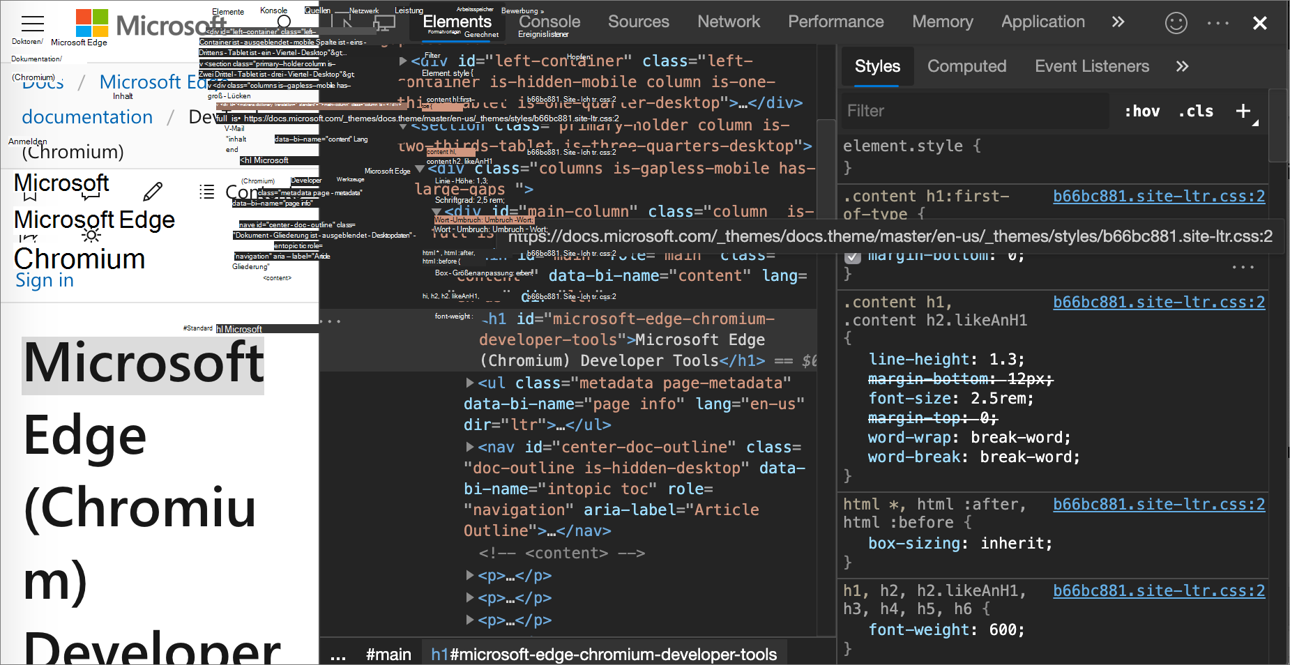 Anzeigen des Stylesheets, in dem eine Regel definiert ist