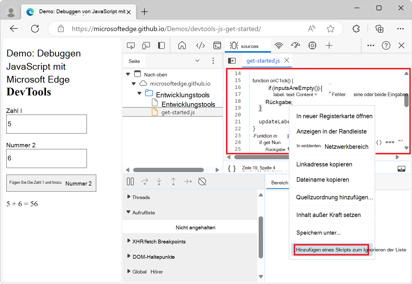 Hinzufügen eines Skripts zur Liste 