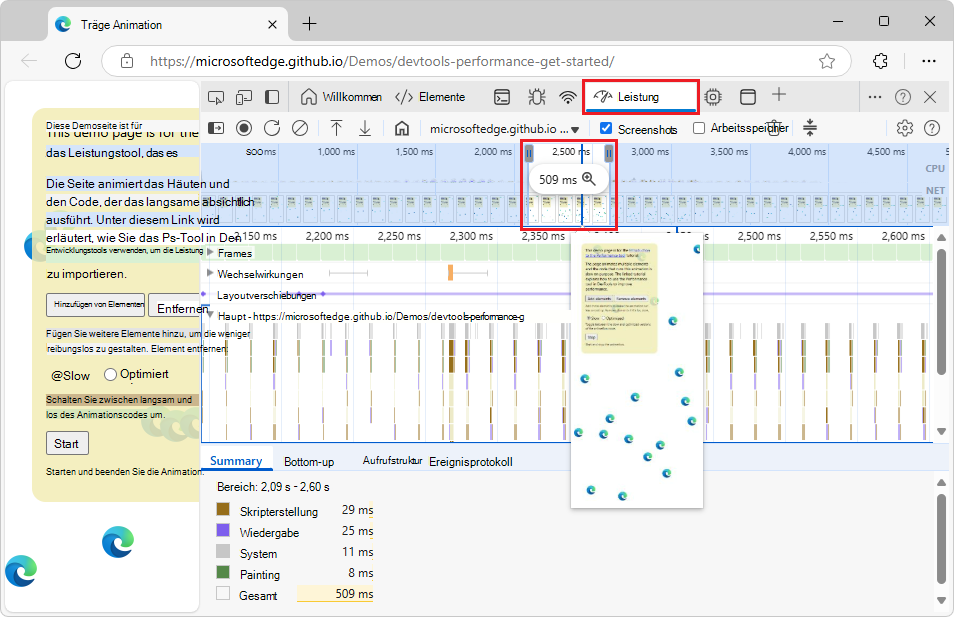 Auswählen eines Teils einer Aufzeichnung