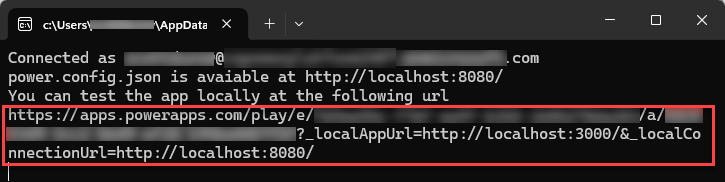 Clientbibliothek für Code-Apps-Konsole mit App-URL und -Status