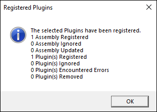 Dialogfeld für registriertes Plug-in.