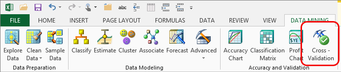 Schaltfläche „Kreuzüberprüfung“, Menüband „Data Mining“