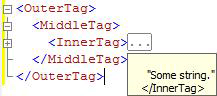 XML-Code mit Tooltip, der ausgeblendeten Code anzeigt