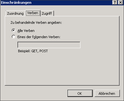 Screenshot des Dialogfelds "Einschränkungen"