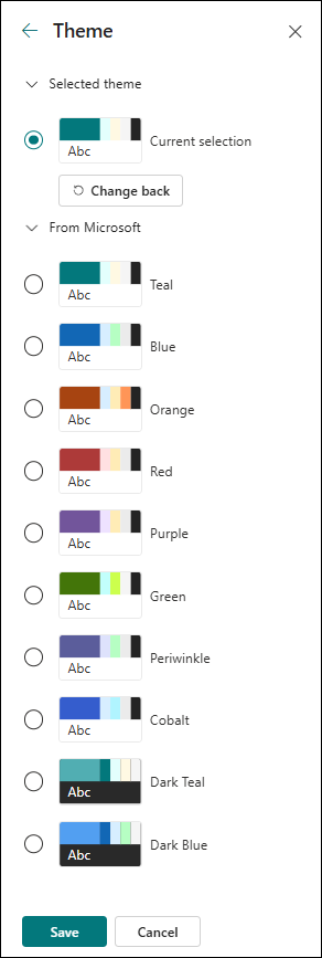 Abbildung mit einer Liste von Standarddesigns und dunklen Designs (invertiert)