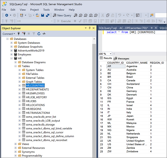 Screenshot von SQL Server Management Studio