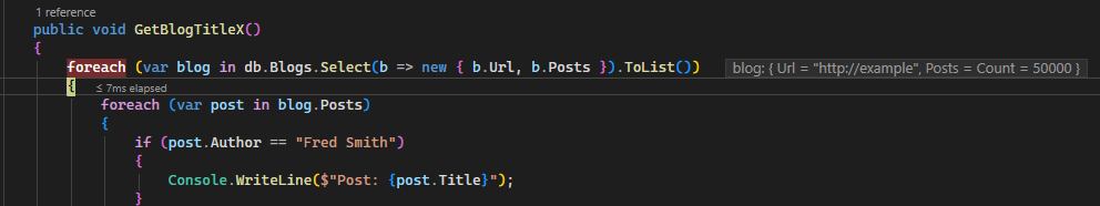 Screenshot mit Inlinewerten für Schleifenanweisungen.