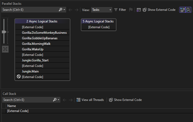 Screenshot des Debuggerkontexts nach der Codekorrektur.