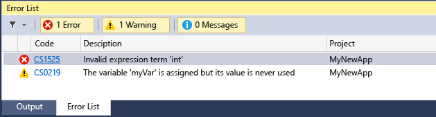 Screenshot des Visual Studio Debug-Fehlerfensters.