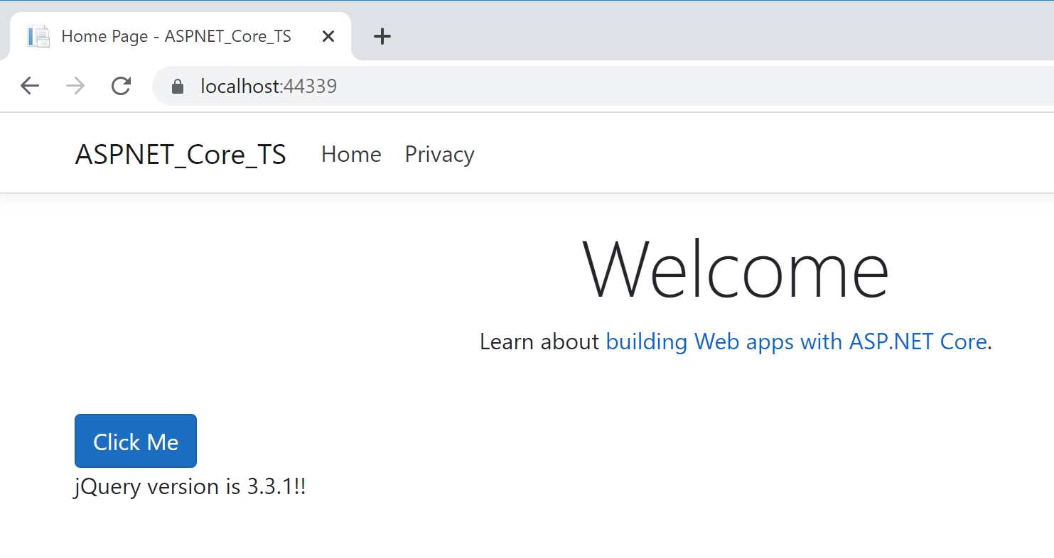 Screenshot, der das J Query-Beispiel zeigt.