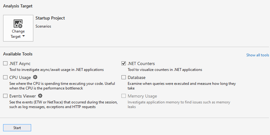 Zählertool ausgewählt.