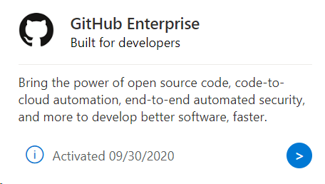 GitHub Enterprise-Status „Aktiviert“