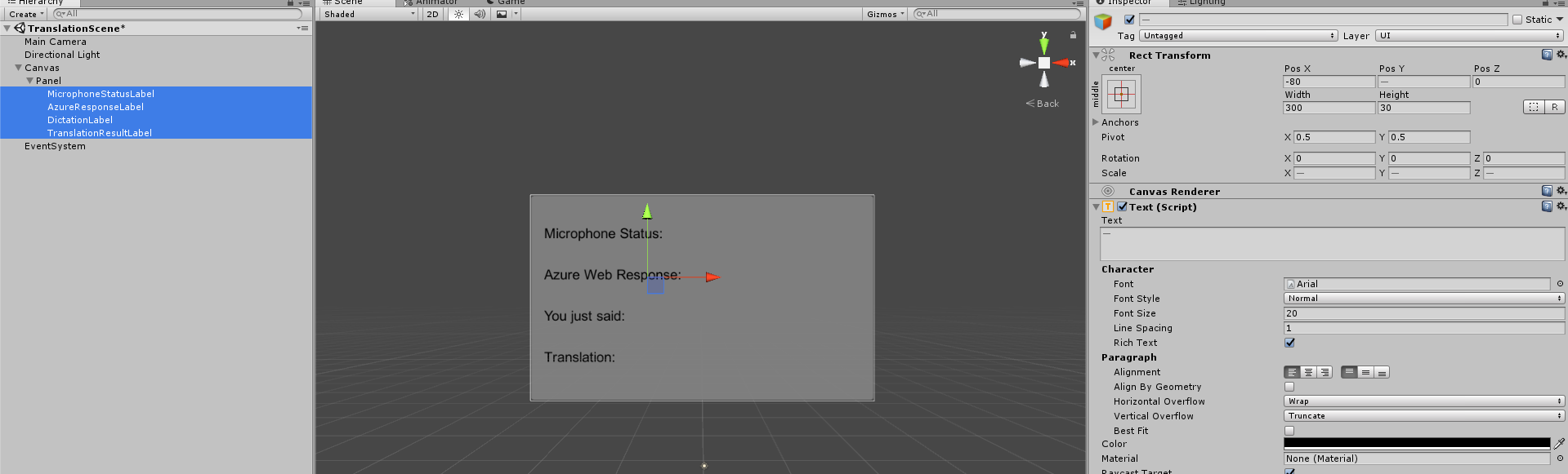 Geben Sie die entsprechenden Werte für die Beschriftungen der Benutzeroberfläche ein.