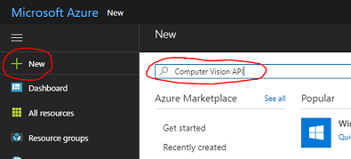 Screenshot: Erstellen einer neuen Ressource in Azure