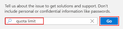 Screenshot showing how to search for help on the quota limit in the Support plus troubleshooting feature.