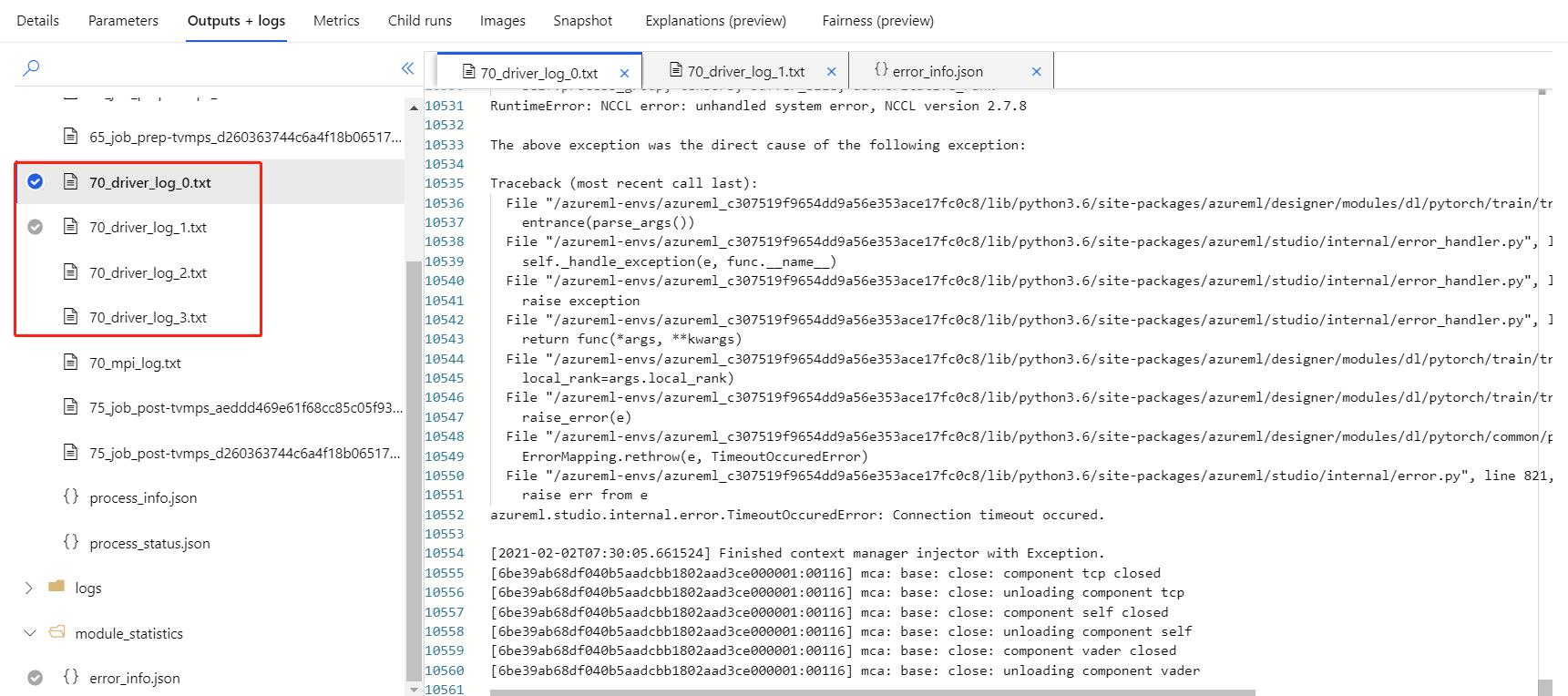 Screenshot showing driver log.