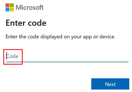 Screenshot that shows the Microsoft code.