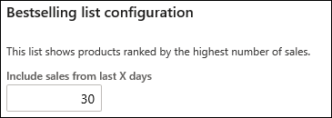 Screenshot of example Best selling list default parameter.