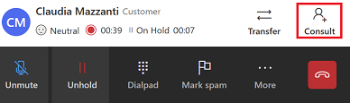Image of consult icon on the call controls.