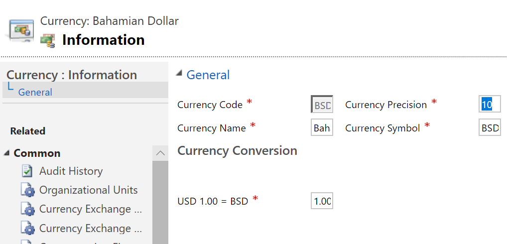 Screenshot of currency settings for a specific locale.