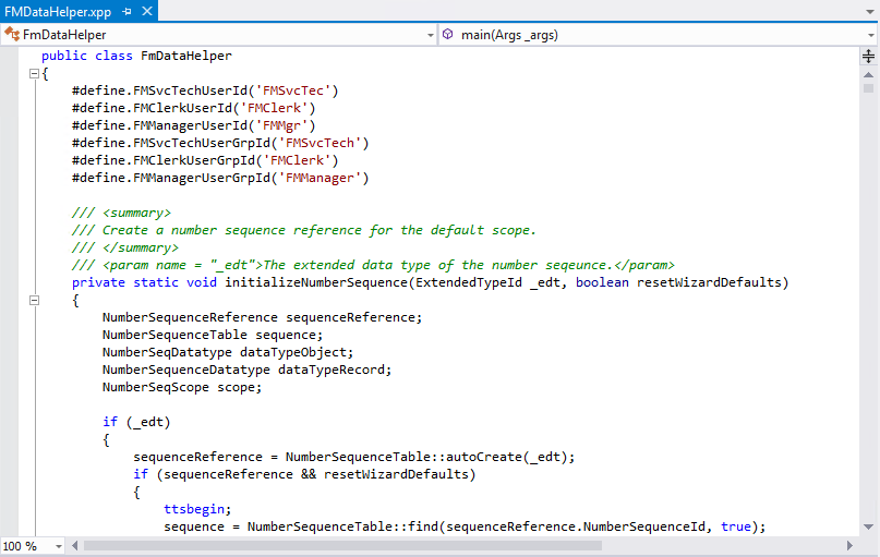 Screenshot of the source code for FmDataHelper.