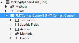 Screen shot after control added to form.