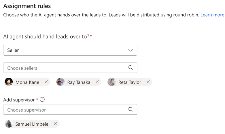 Screenshot of the Sales Qualification Agent settings page with assignment rules highlighted.