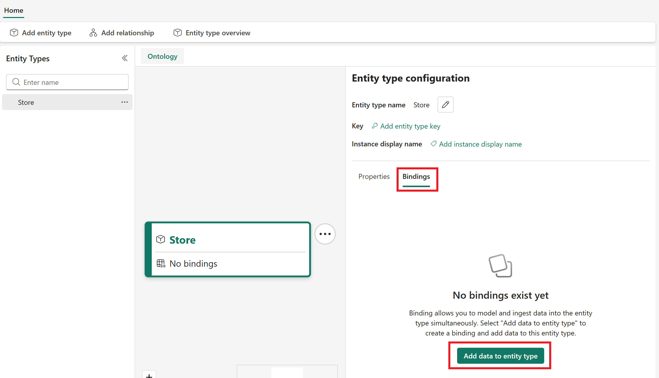 Screenshot of the Bindings tab.